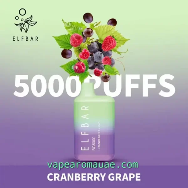 Elf Bar Disposable Vape 5000 Puffs Cranberry Grape- Best Kit UAE