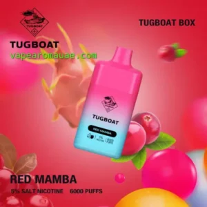 Rechargeable Vape Kit Tugboat Box 6000 Puffs Disposable Pod Red Mamba