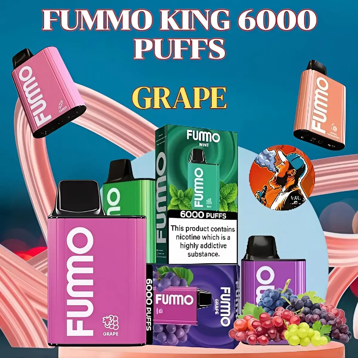 Fumo King 6000 Puffs Grape Flavor Disposable Vape - FUMMO