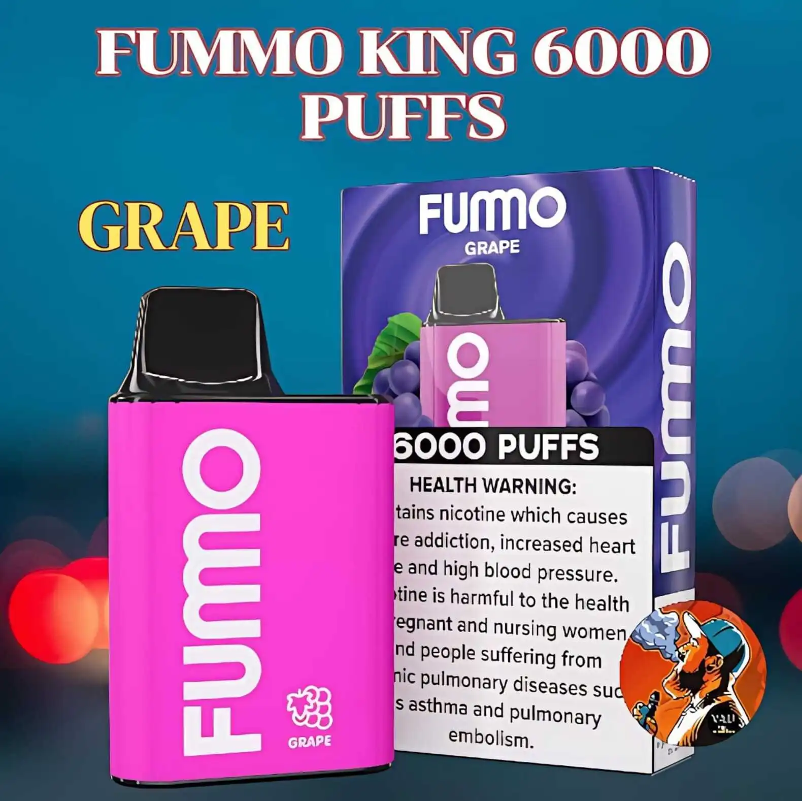 Fumo King 6000 Puffs Grape Flavor Disposable Vape - FUMMO