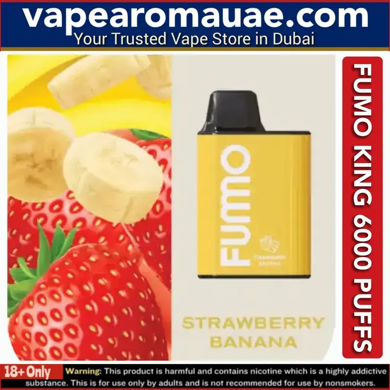 FUMO KING Disposable Vape 6000 Puffs Strawberry Banana- Pod