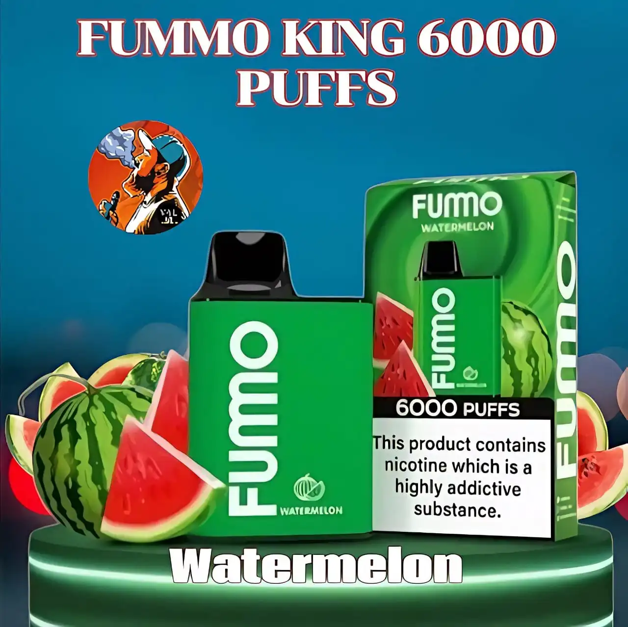 Fumo King 6000 Puffs Watermelon Disposable Vape - Dubai