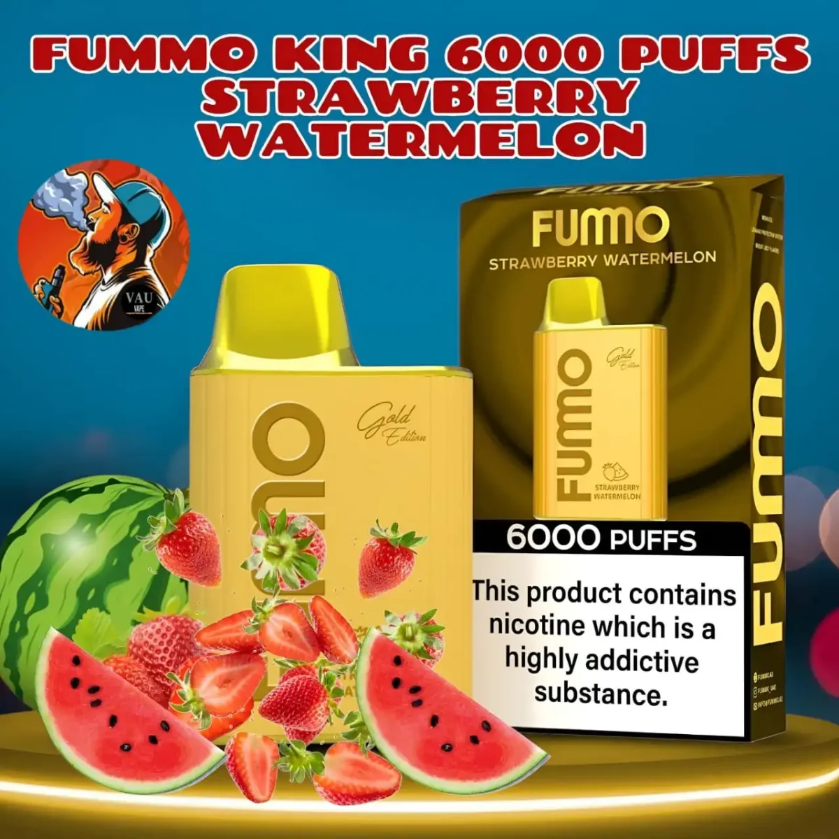 Fumo King Strawberry Watermelon 6000 Puffs Disposable Vape - Fummo