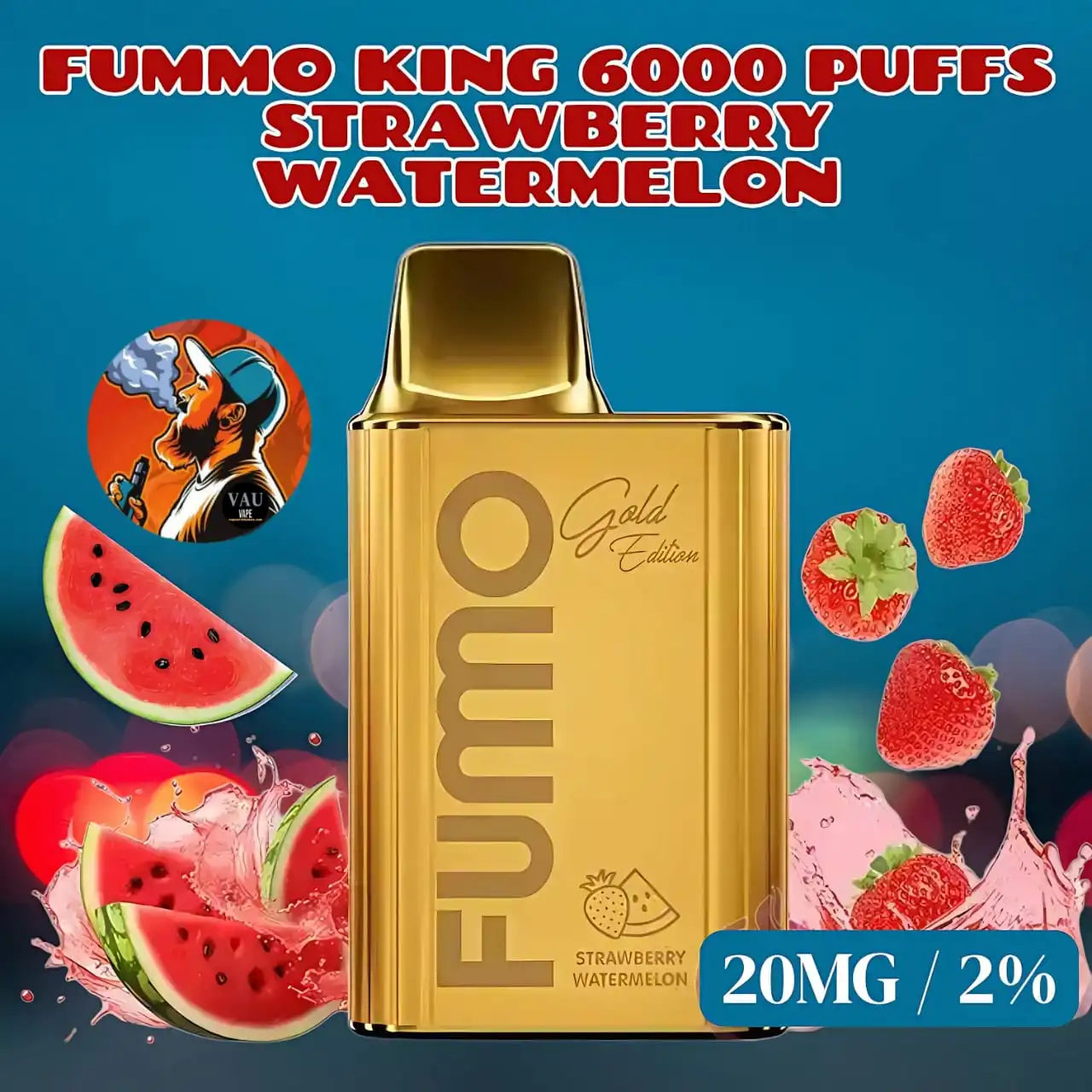 Fumo King Strawberry Watermelon 6000 Puffs Disposable Vape - Fummo