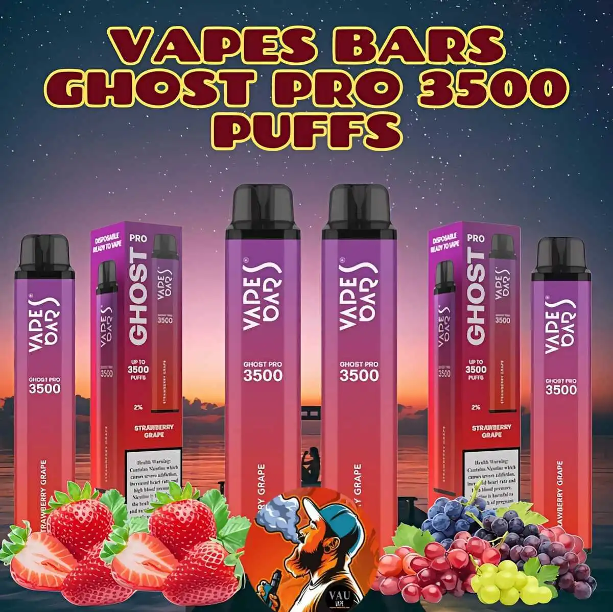 Ghost Pro 3500 Puffs Disposable Vape Strawberry Grape - Dubai UAE