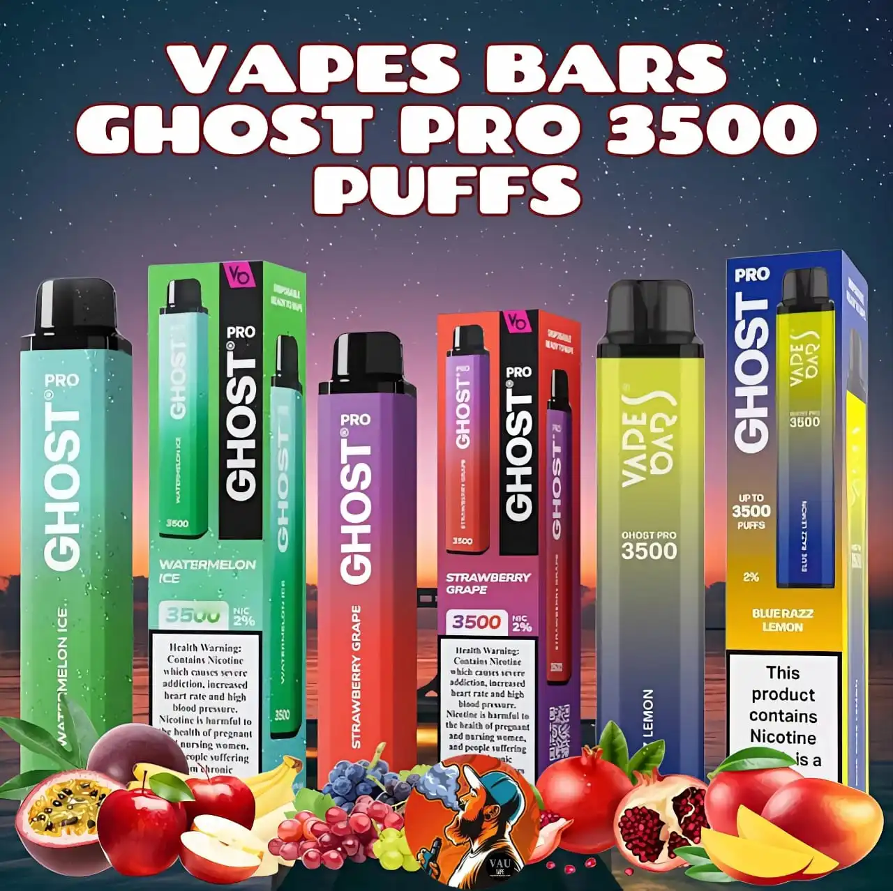 Ghost Pro 3500 Puffs Disposable Vape 20mg 2% – Zero Nicotine 0% Dubai UAE