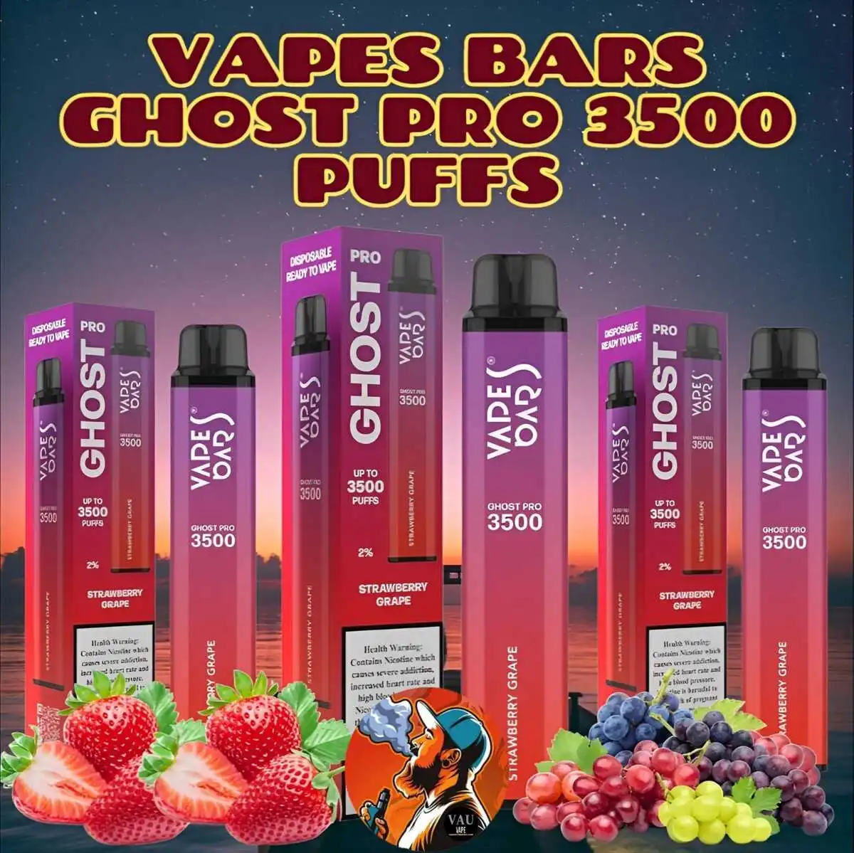 Ghost Pro 3500 Puffs Disposable Vape Strawberry Grape - Dubai UAE