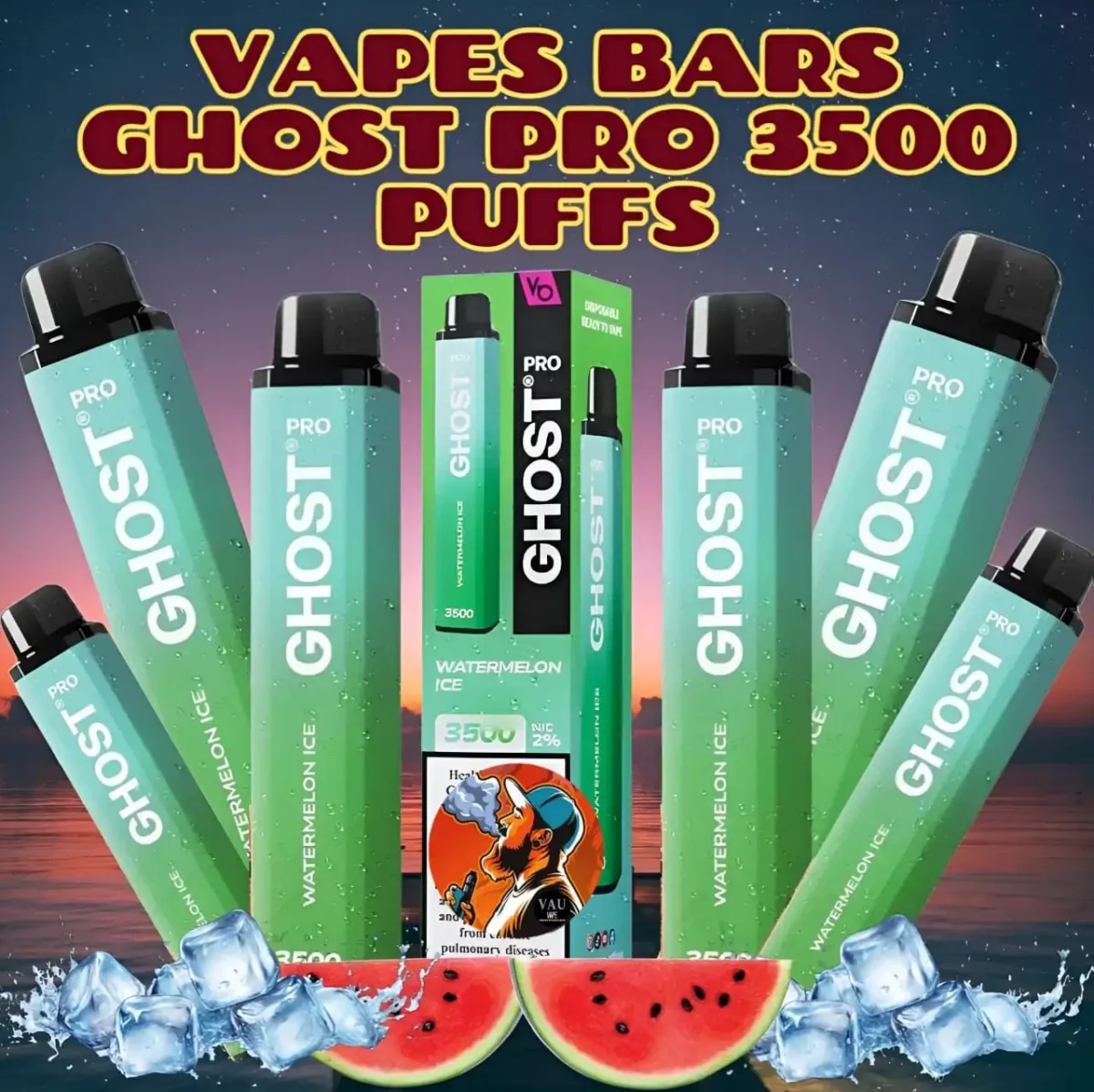 Ghost Pro Watermelon Ice 3500 Puffs Disposable Vape in Dubai UAE