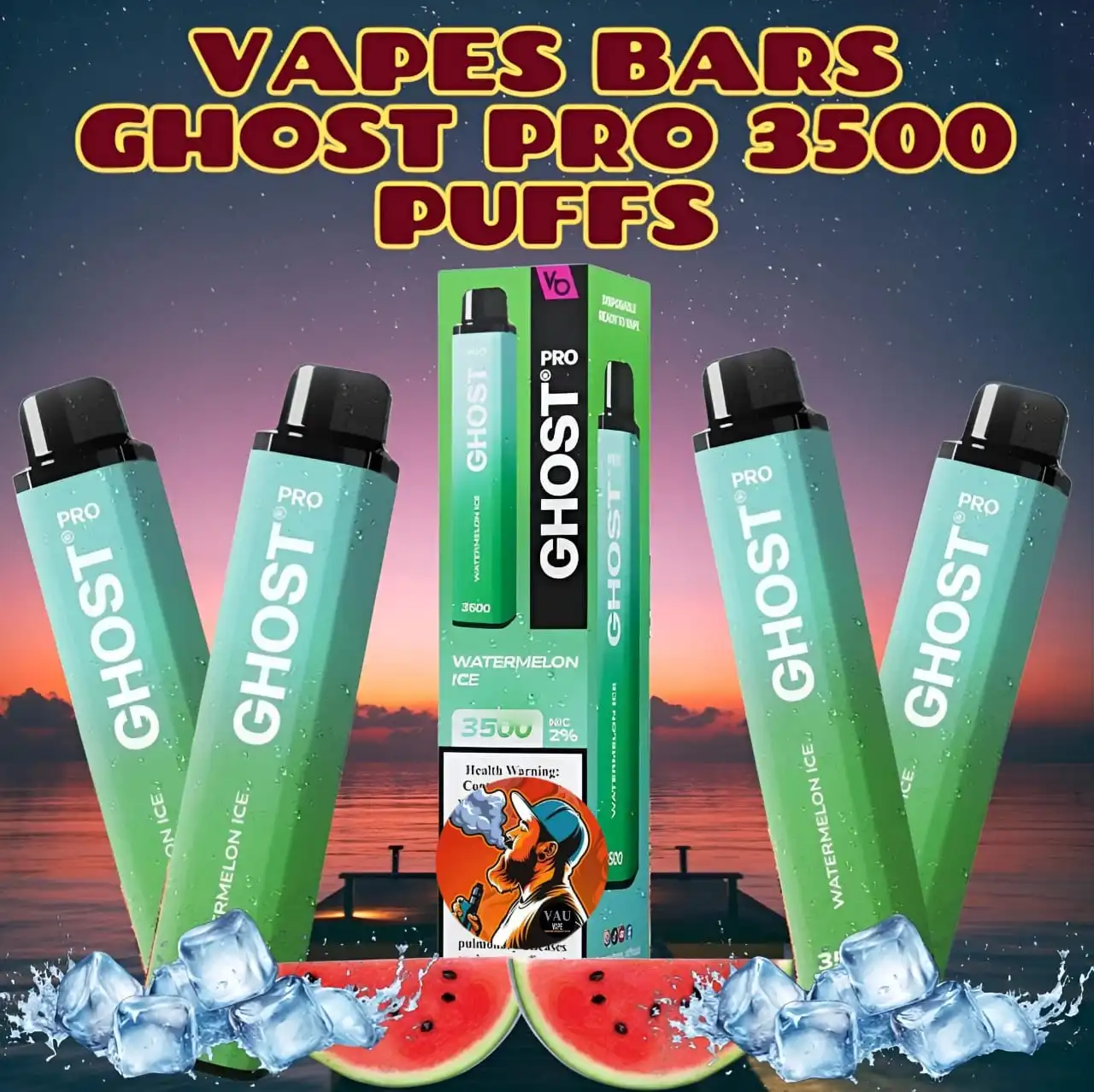 Ghost Pro Watermelon Ice 3500 Puffs Disposable Vape in Dubai UAE