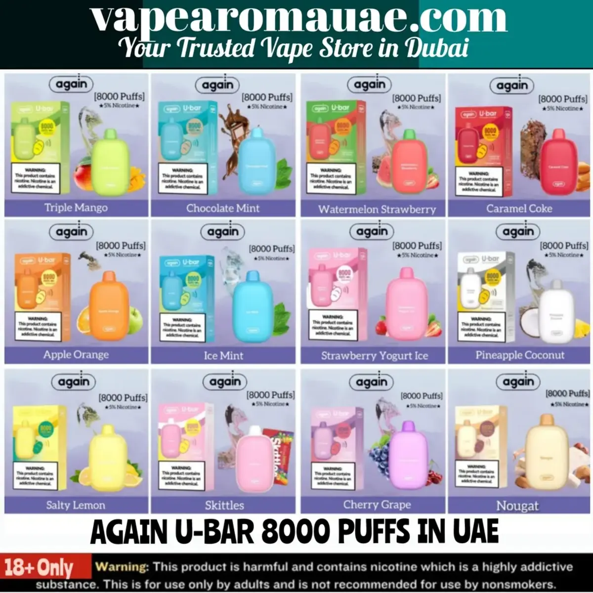 Again U-bar 8000 Puffs Disposable Vape- Dubai | Vape Aroma UAE