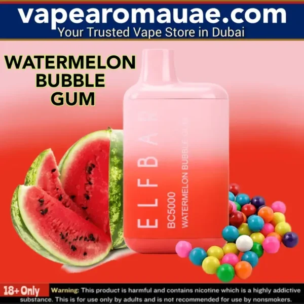 Watermelon Bubble Gum Elf bar 5000 puffs disposable vape- Dubai