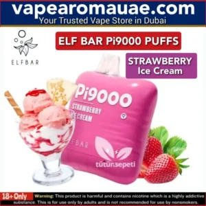 Strawberry Ice Cream Elf Bar Pi9000 Puffs Disposable Vape- Dubai