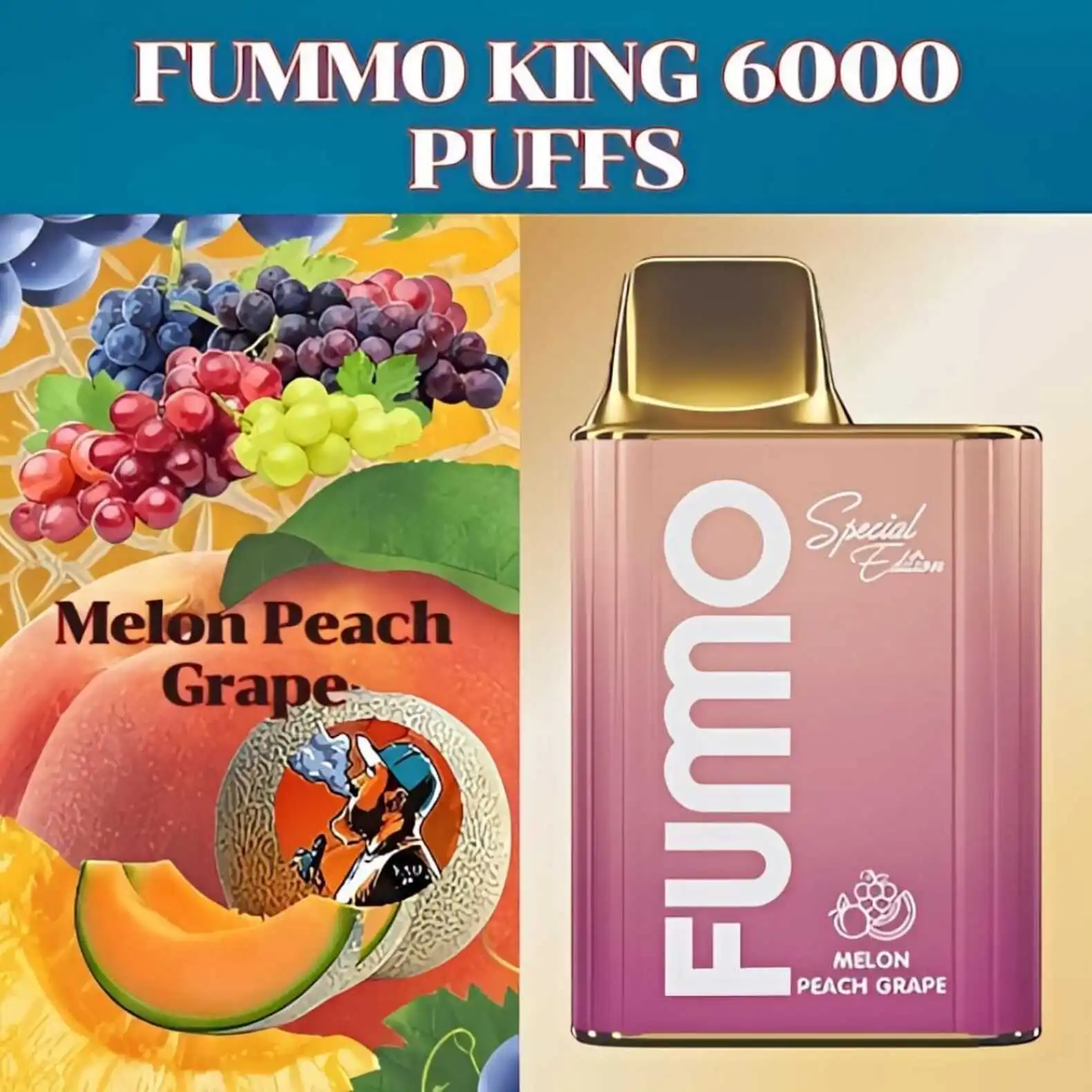 Fumo Melon Peach Grape 6000 Puffs Disposable Vape - King