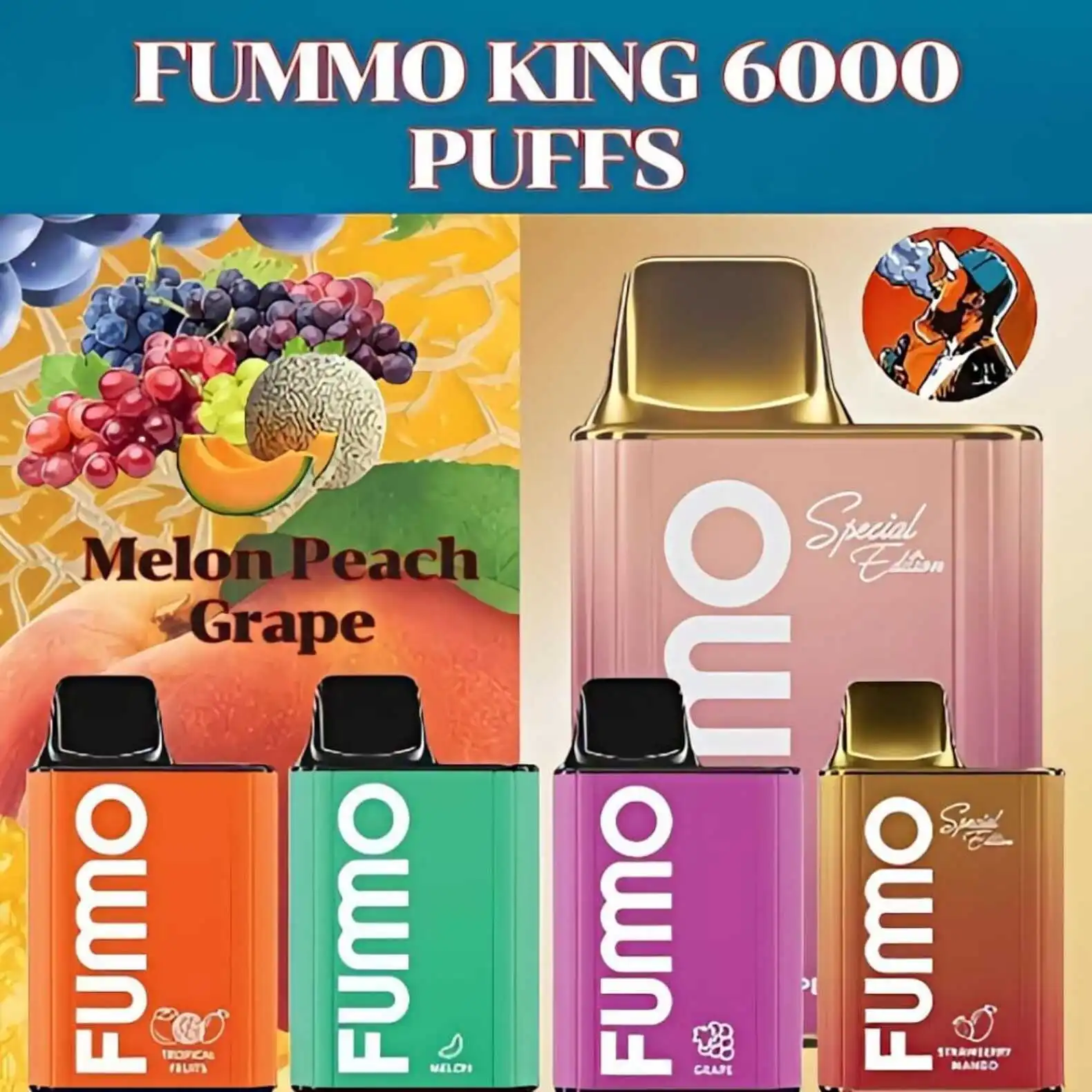 Fumo Melon Peach Grape 6000 Puffs Disposable Vape - King