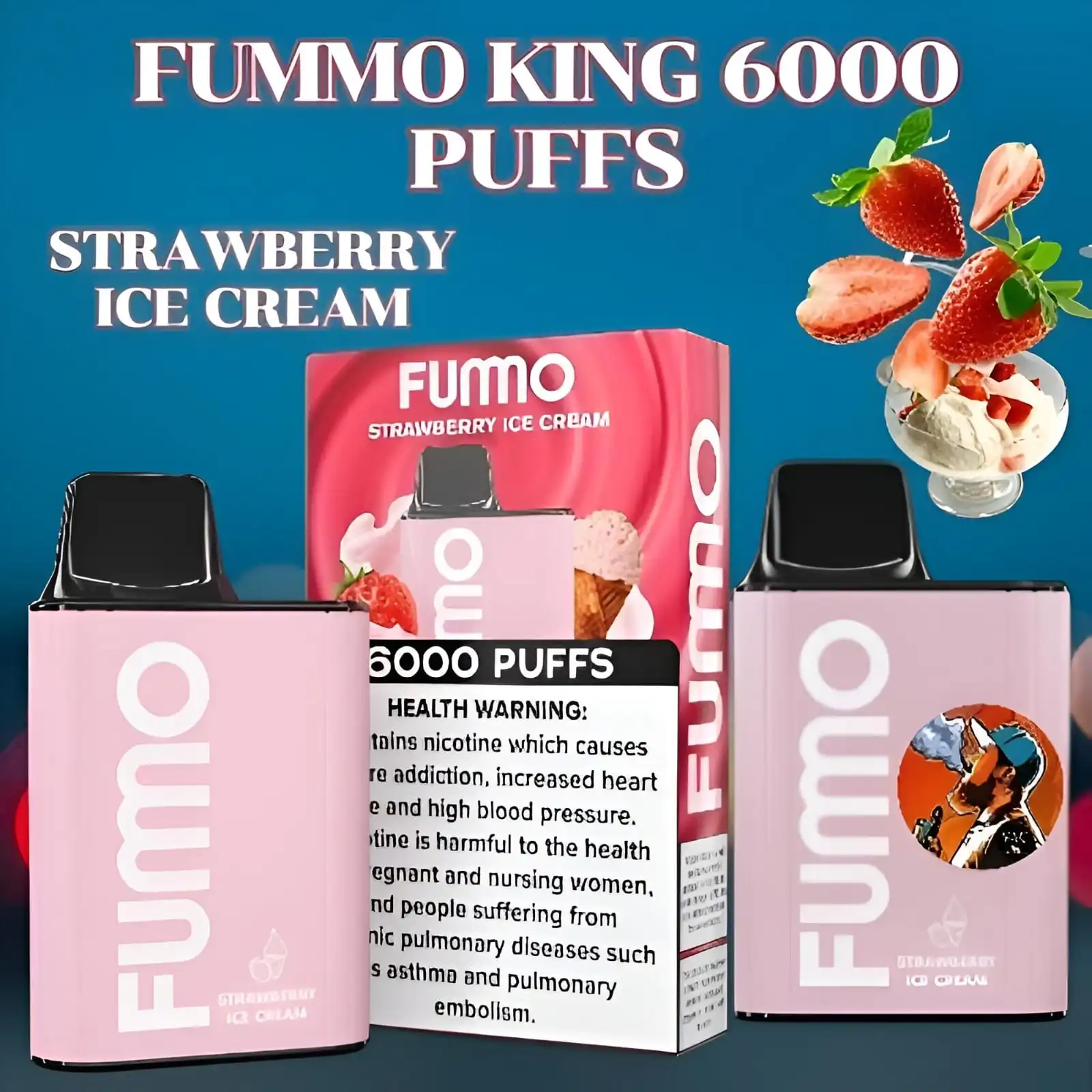 Fumo Strawberry Ice Cream 6000 Puffs Disposable Vape Kit - King
