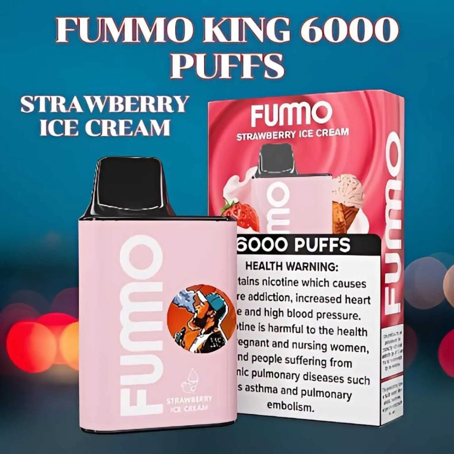 Fumo Strawberry Ice Cream 6000 Puffs Disposable Vape Kit - King