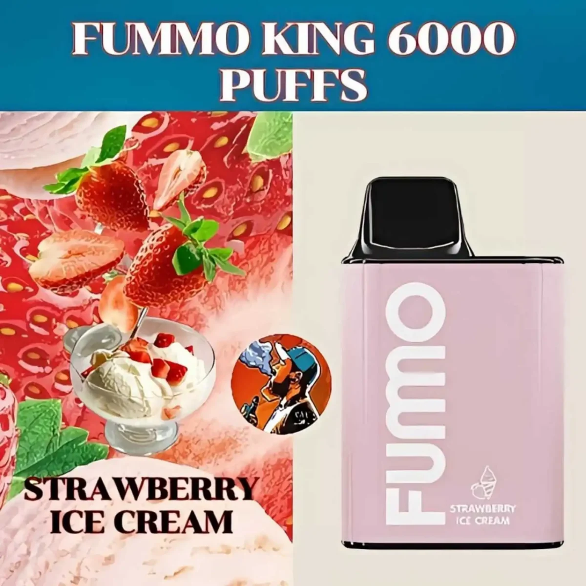 Fumo Strawberry Ice Cream 6000 Puffs Disposable Vape Kit - King