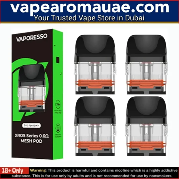 Vaporesso Xros Replacement Pods 4p/pack 0.6, 0.8 & 1.2ohm 2ml