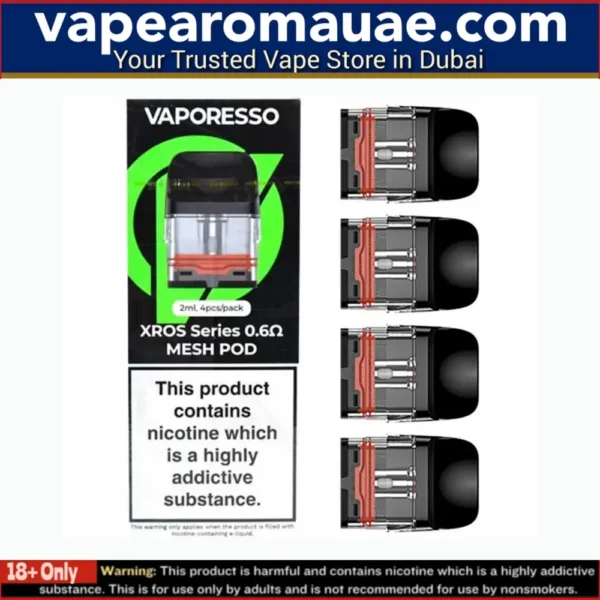 Vaporesso Xros Replacement Pods 4p/pack 0.6, 0.8 & 1.2ohm 2ml