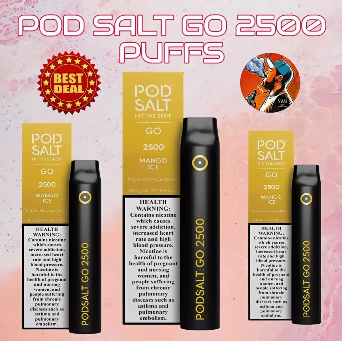 Pod Salt Go Mango Ice 2500 Puffs Disposable Vape