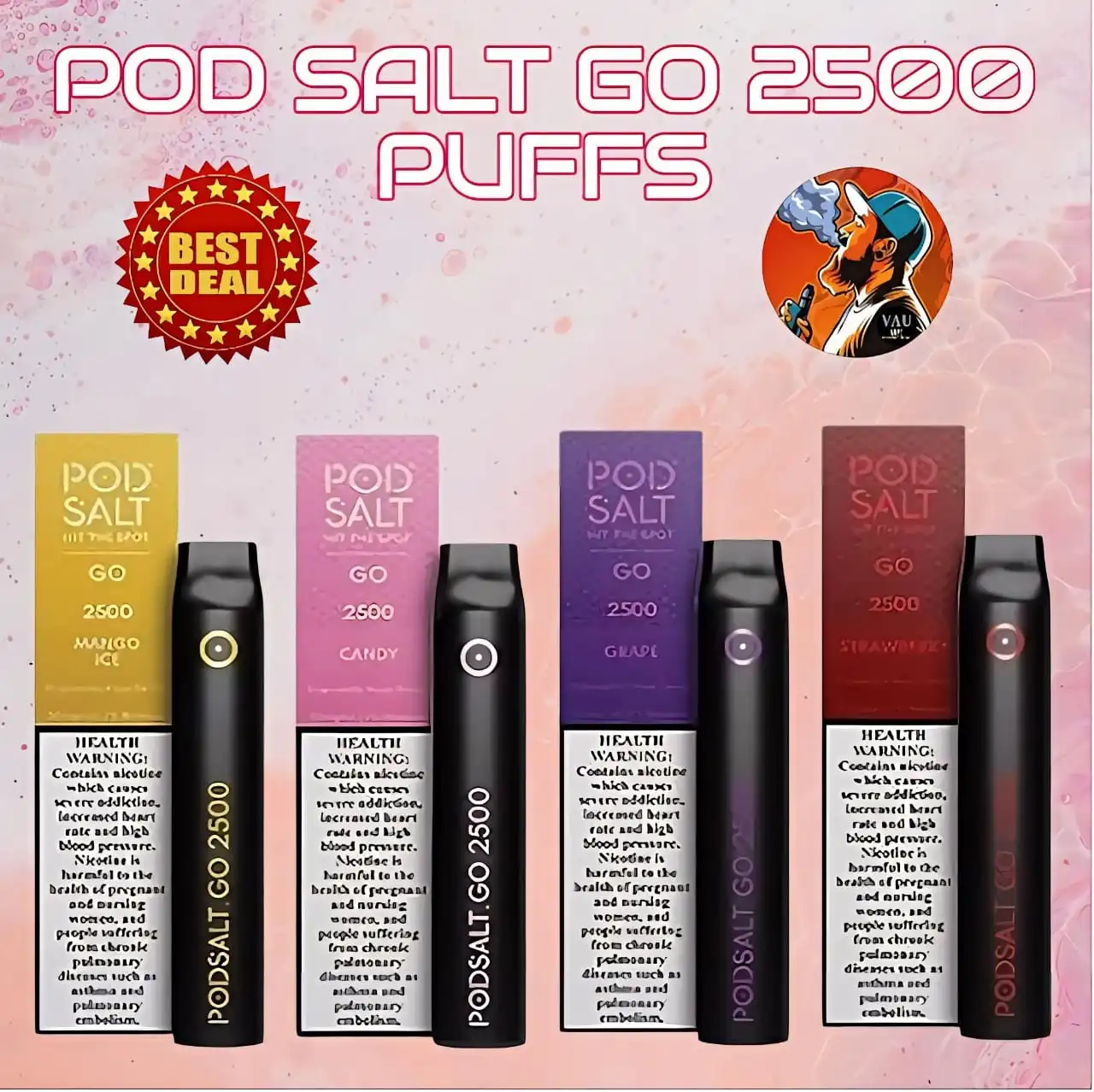 Pod Salt Go Mango Ice 2500 Puffs Disposable Vape