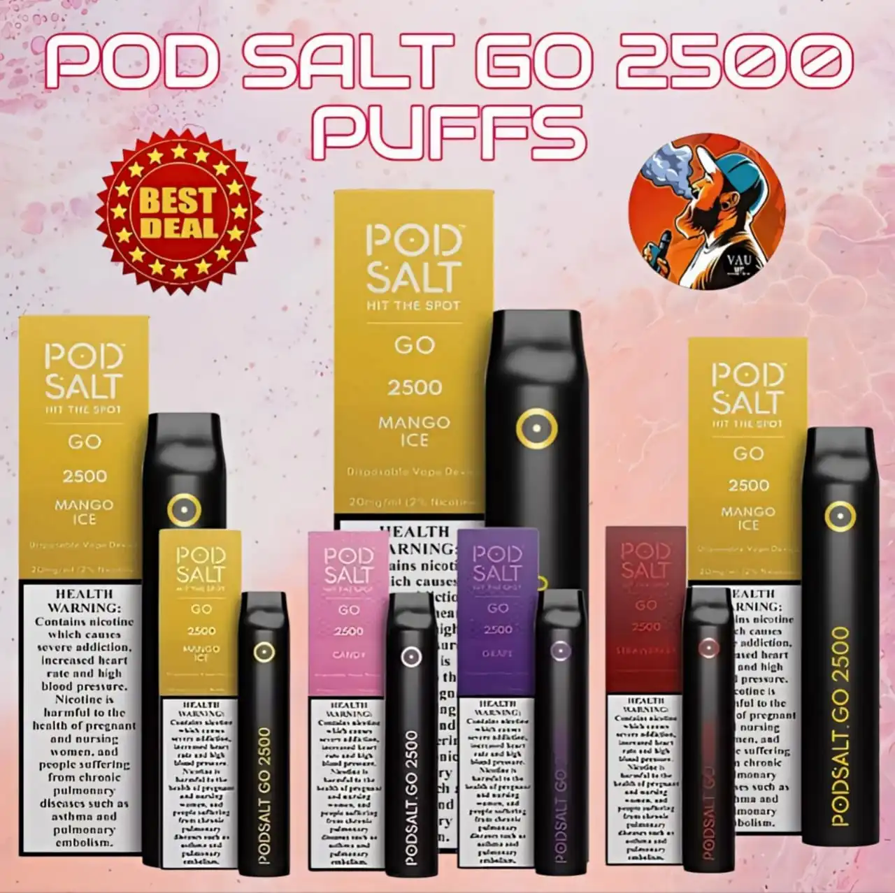 Pod Salt Go Mango Ice 2500 Puffs Disposable Vape