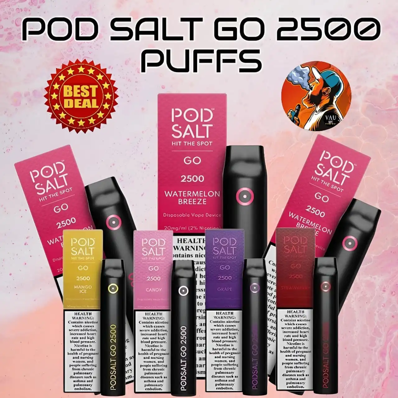 Pod Salt Go Watermelon Breeze 2500 Puffs Disposable Vape