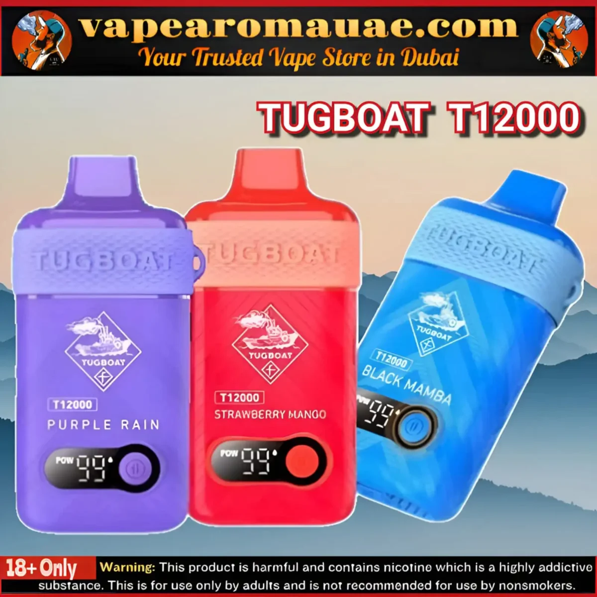 Tugboat T12000 Puffs Disposable Vape Authentic Device in Dubai