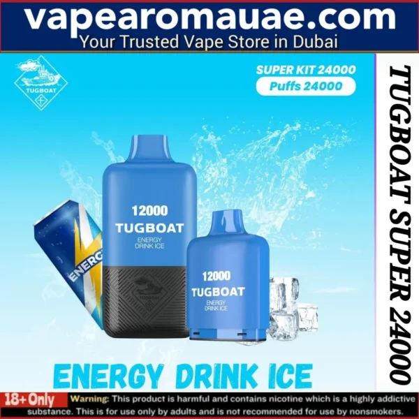 Tugboat Super Energy Drink Ice 24000 Puffs disposable vape Dubai UAE