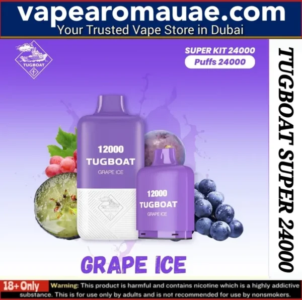 Tugboat Super Grape Ice 24000 Puffs Disposable Vape- Dubai