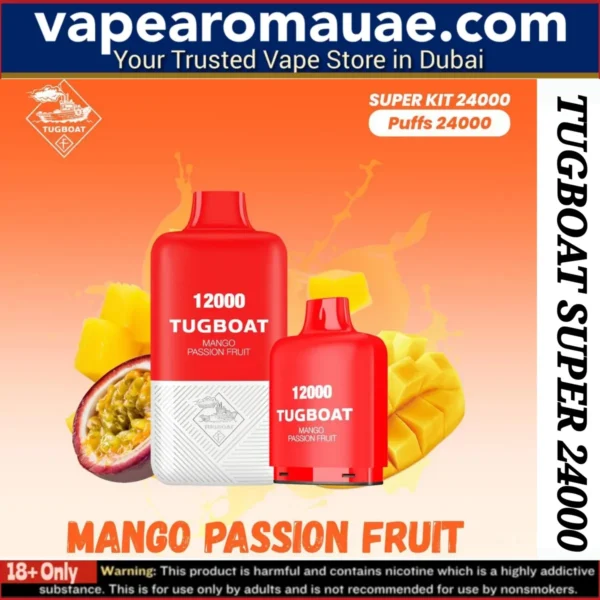 Tugboat Super Mango Passion Fruit 24000 Puffs Disposable Vape