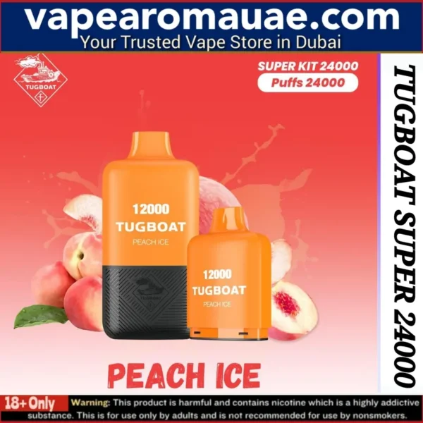 Tugboat Super Peach Ice 24000 Puffs Disposable Vape Dubai UAE