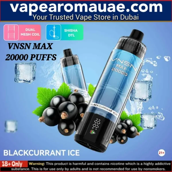 VNSN Max Blackcurrant Ice 20000 Puffs Shisha Disposable Vape