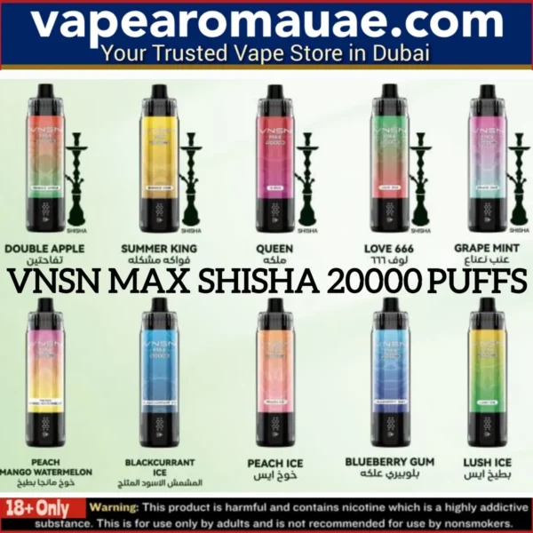 VNSN MAX 20000 Puffs Shisha Disposable Vape in Dubai UAE