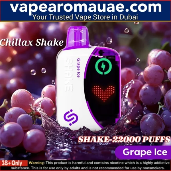 Chillax Shake Grape Ice 22000 Puffs Disposable Vape 5%- Dubai