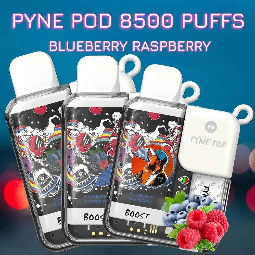 New Pyne Pod Blueberry Raspberry 8500 Puffs Disposable Vape