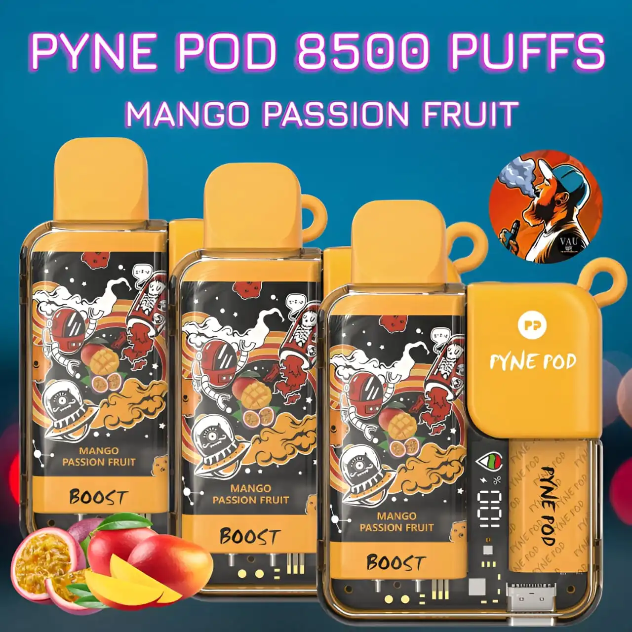 Pyne Pod Mango Passion Fruit 8500 Puffs 50mg Nicotine Disposable Vape