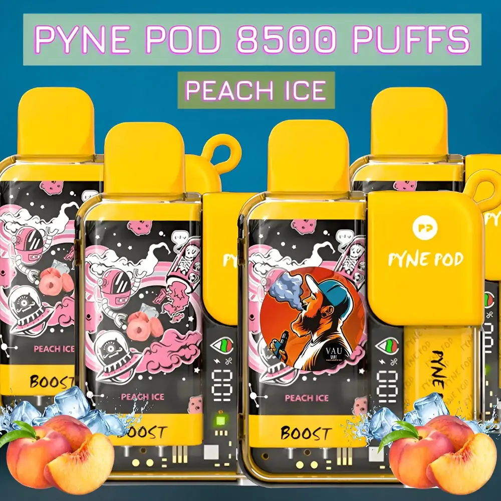 Pyne Pod Peach Ice 8500 Puffs Disposable Vape in Dubai UAE