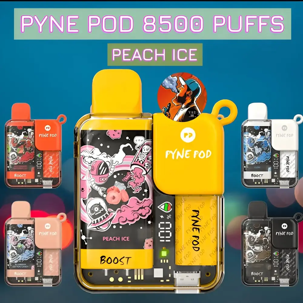 Pyne Pod Peach Ice 8500 Puffs Disposable Vape in Dubai UAE