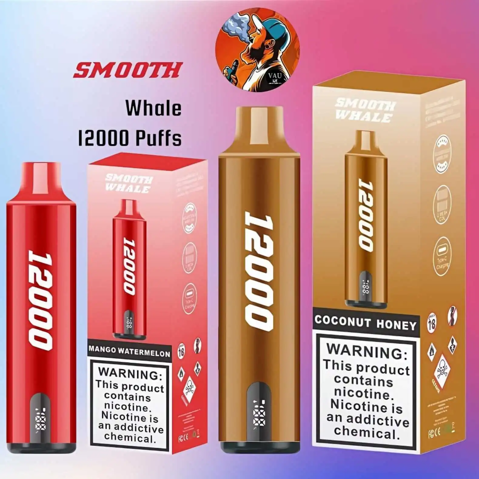 Smooth Whale 12000 Puffs 20MG Disposable Vape - Dubai