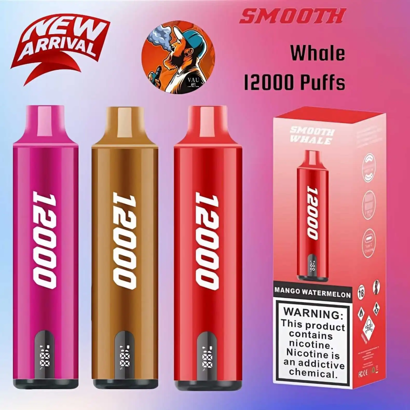 Smooth Whale 12000 Puffs 20MG Disposable Vape - Dubai