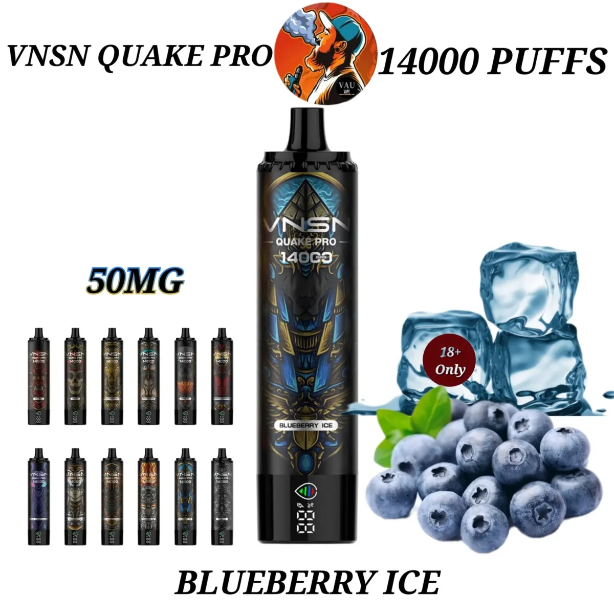 VNSN Quake Pro Blueberry Ice 14000 Puffs disposable vape Dubai