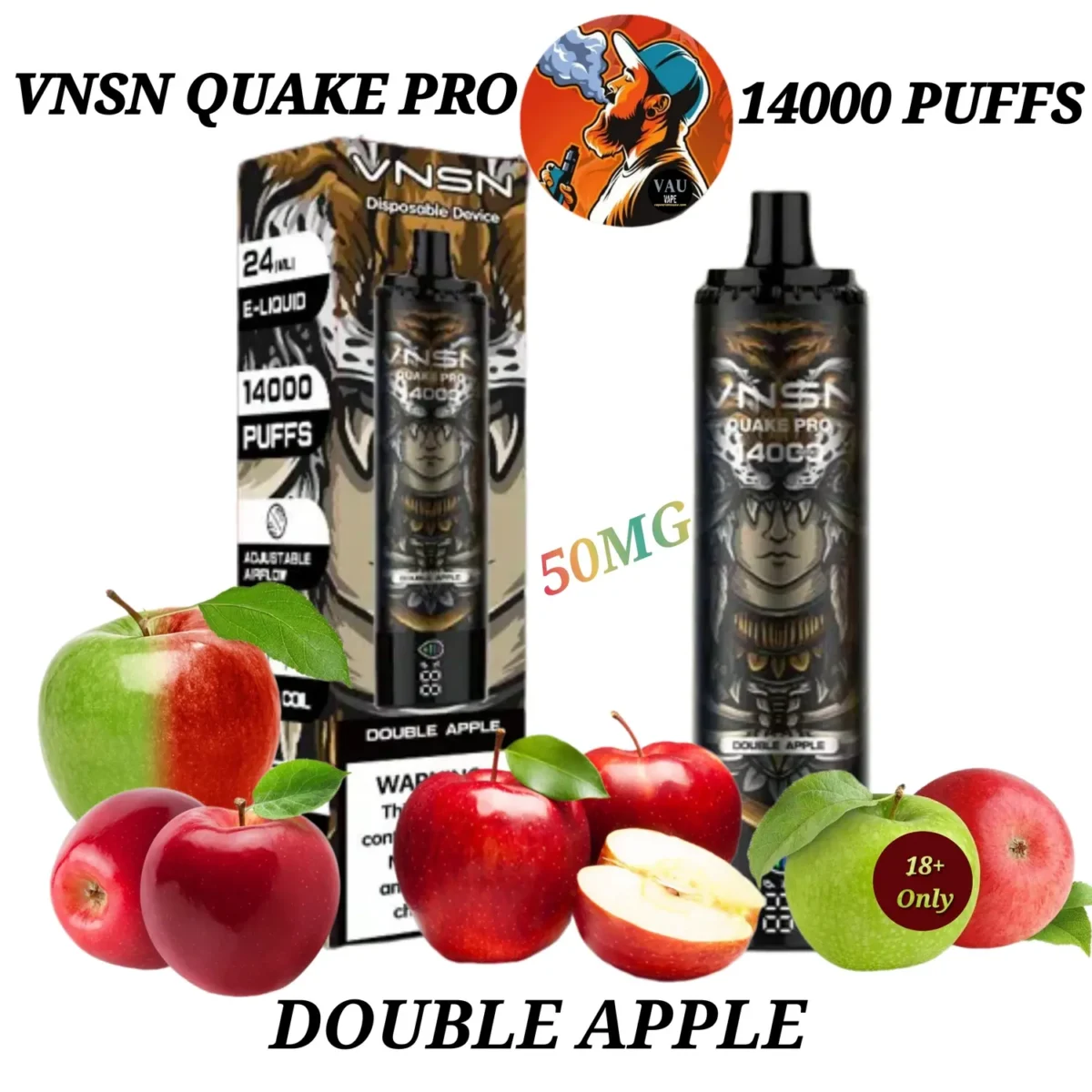 VNSN Double Apple 14000 Puffs Quake Pro 5% Disposable Vape