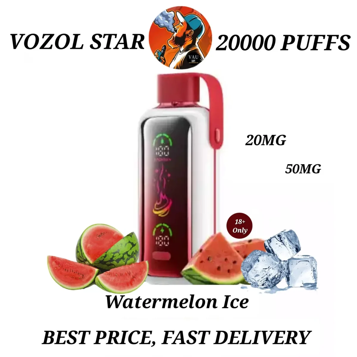 VOZOL Star Watermelon Ice 20000 Puffs Disposable Vape in Dubai