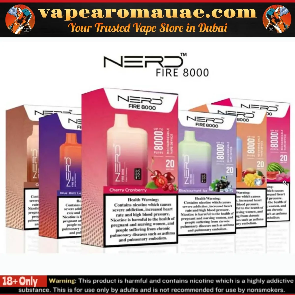 Nerd Fire 8000 Puffs Disposable Vape in Dubai UAE