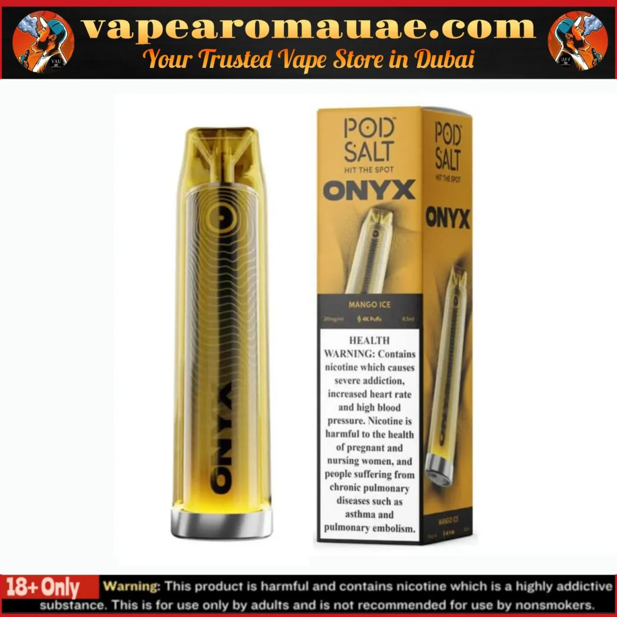 Pod Salt Onyx 4000 Puffs 20MG Disposable Vape 2% in Dubai