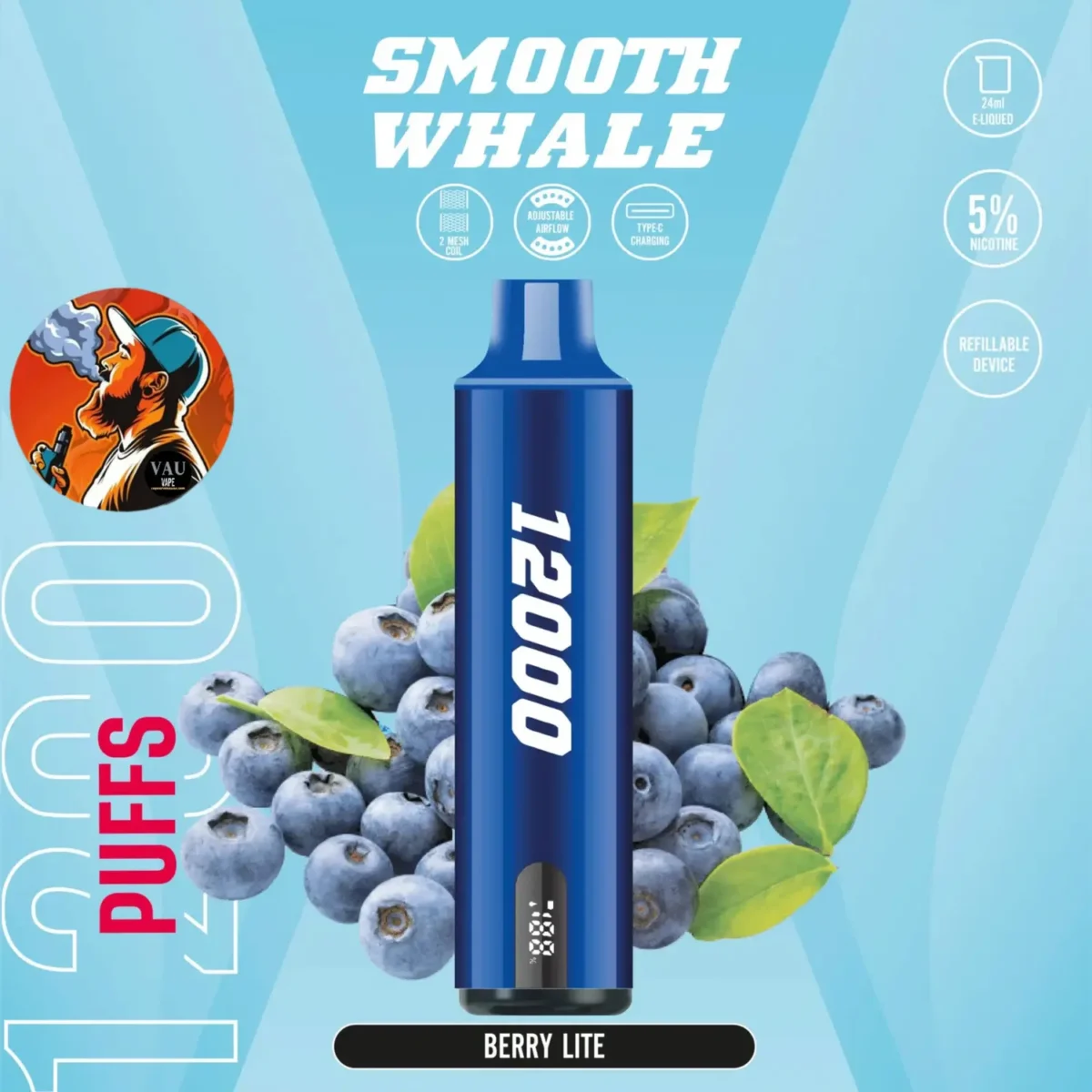 Smooth Whale 12000 Puffs 20MG Disposable Vape - Dubai