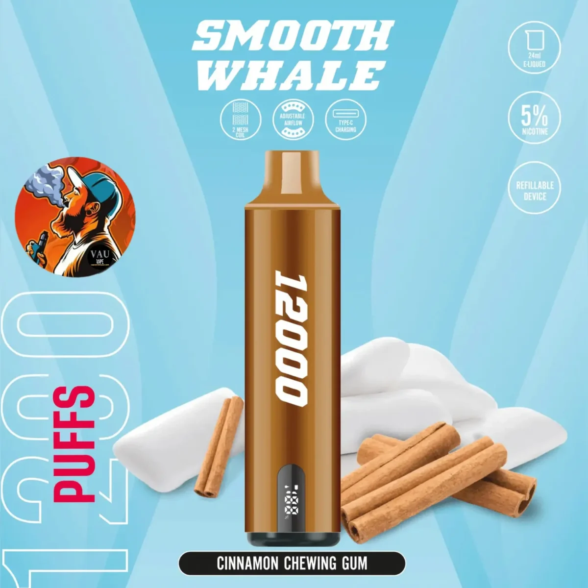 Smooth Whale 12000 Puffs 20MG Disposable Vape - Dubai