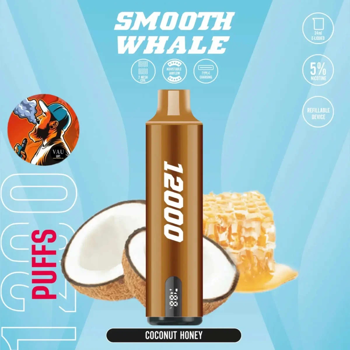 Smooth Whale 12000 Puffs 20MG Disposable Vape - Dubai