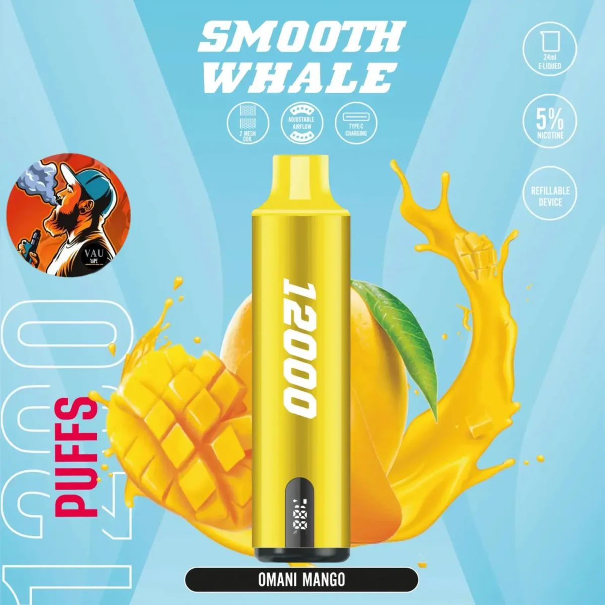 Smooth Whale 12000 Puffs 20MG Disposable Vape - Dubai